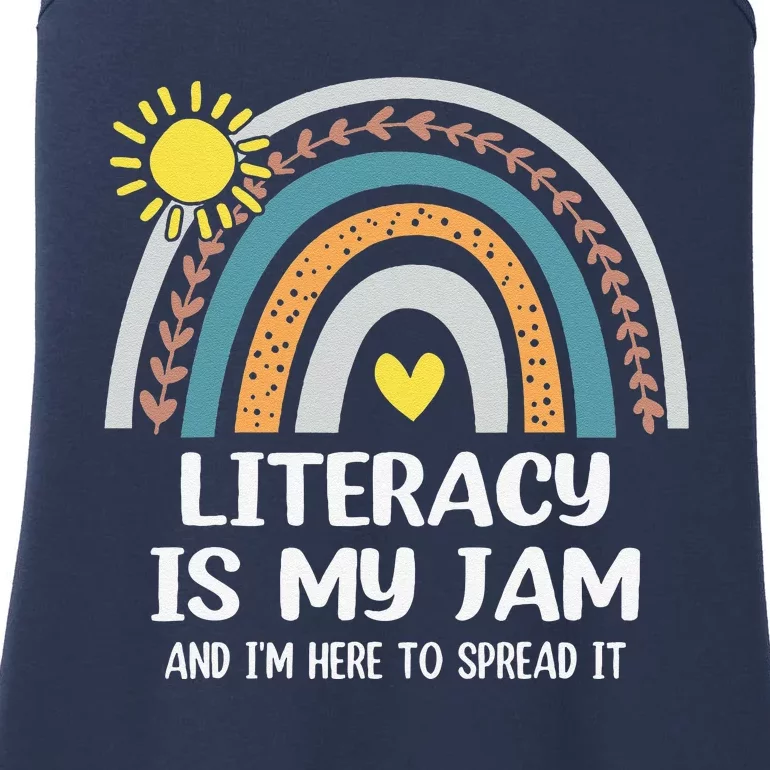 Literacy Is My Jam Literacy Teacher Reading Interventionist Ladies Essential Tank