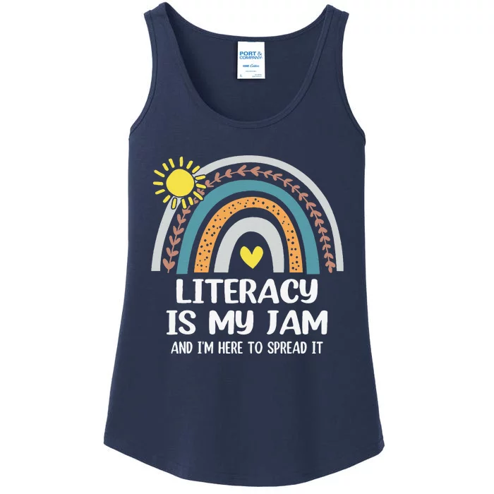 Literacy Is My Jam Literacy Teacher Reading Interventionist Ladies Essential Tank