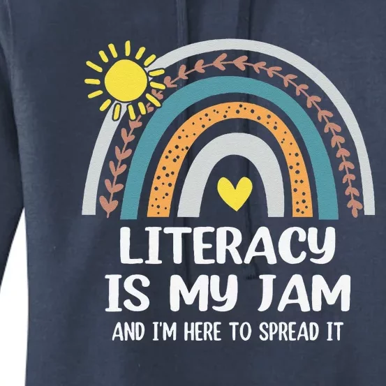 Literacy Is My Jam Literacy Teacher Reading Interventionist Women's Pullover Hoodie