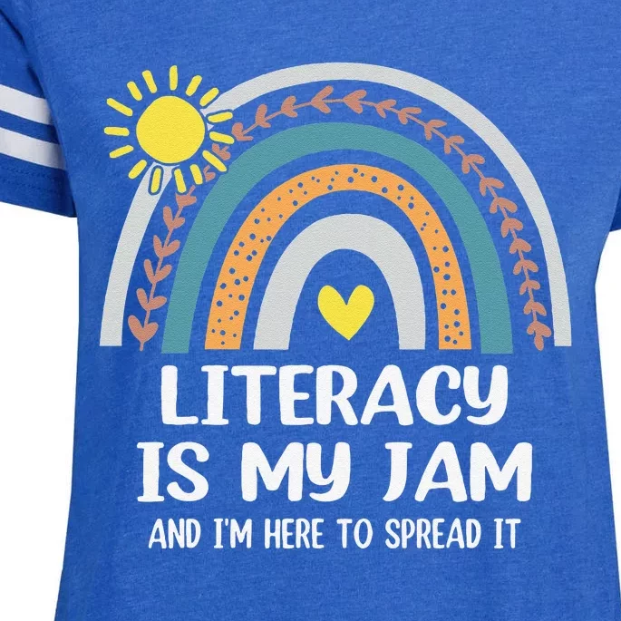 Literacy Is My Jam Literacy Teacher Reading Interventionist Enza Ladies Jersey Football T-Shirt