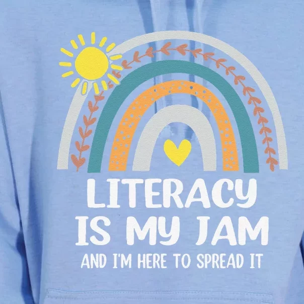 Literacy Is My Jam Literacy Teacher Reading Interventionist Unisex Surf Hoodie