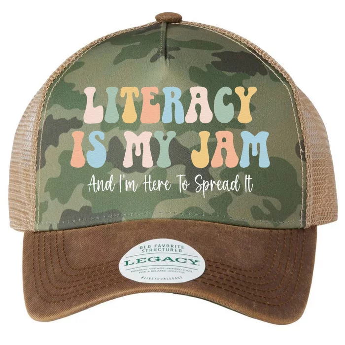 Literacy Is My Jam Reading Interventionist Literacy Teacher Legacy Tie Dye Trucker Hat