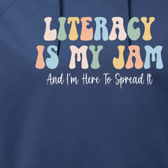 Literacy Is My Jam Reading Interventionist Literacy Teacher Performance Fleece Hoodie