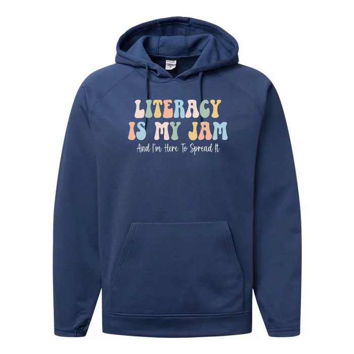 Literacy Is My Jam Reading Interventionist Literacy Teacher Performance Fleece Hoodie