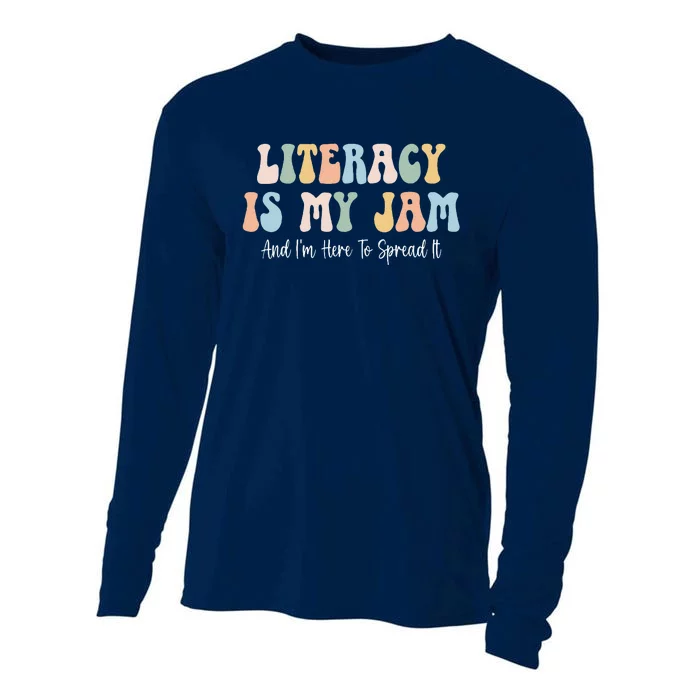 Literacy Is My Jam Reading Interventionist Literacy Teacher Cooling Performance Long Sleeve Crew