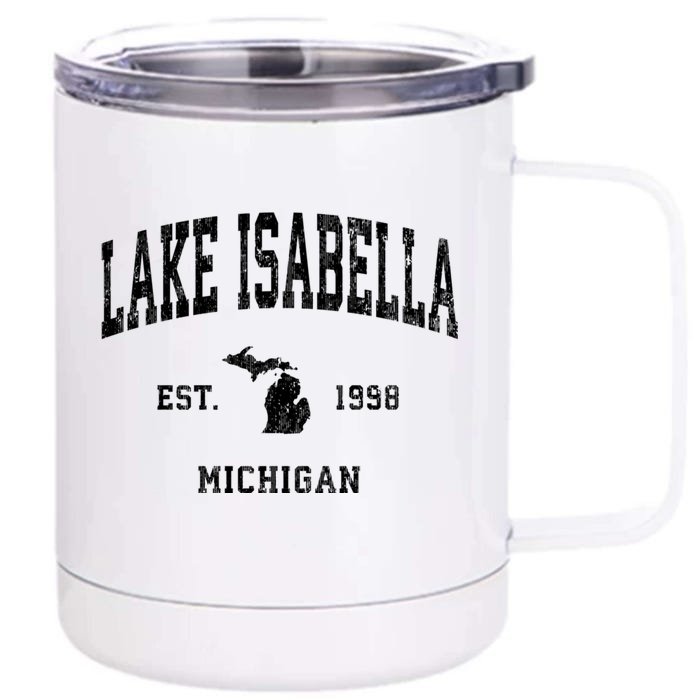 Lake Isabella Michigan Mi Vintage Athletic Front & Back 12oz Stainless Steel Tumbler Cup