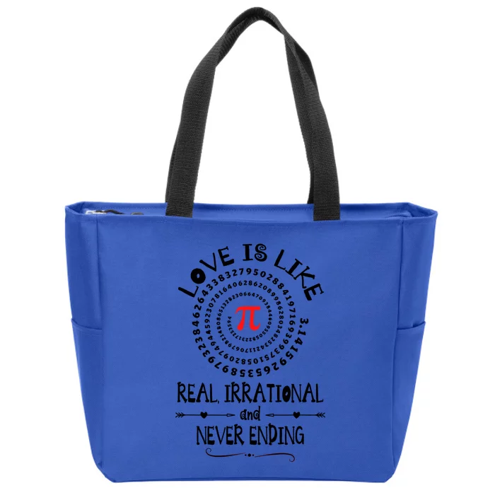 Love Irrational Maths Piday Gift Zip Tote Bag