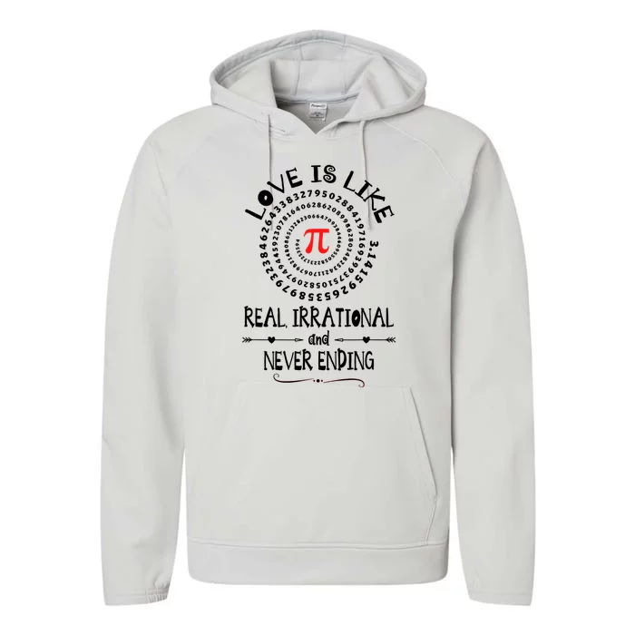 Love Irrational Maths Piday Gift Performance Fleece Hoodie