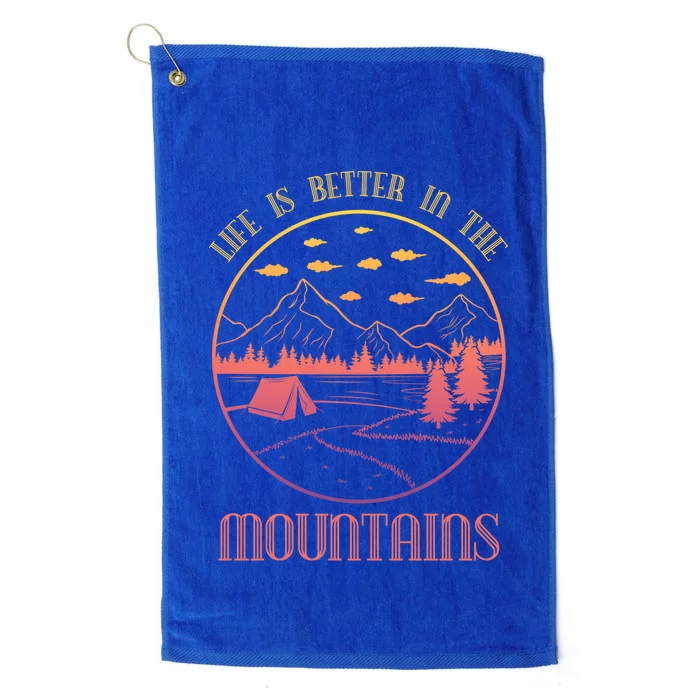 Life In Mountains Nature Camper Wildlife Adventures Gift Platinum Collection Golf Towel