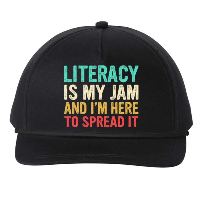 Literacy Is My Jam And IM Here To Spread It Snapback Five-Panel Rope Hat