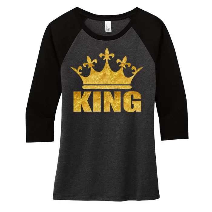 Limited Edition King Gold Print Women's Tri-Blend 3/4-Sleeve Raglan Shirt