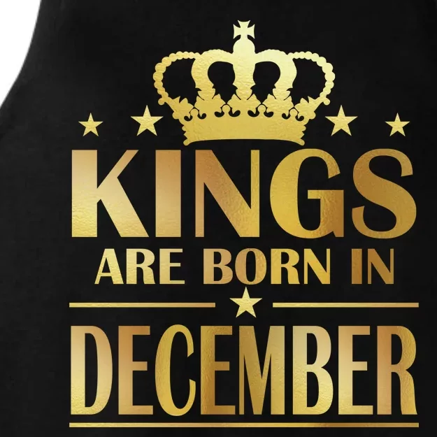 Limited Edition Kings Are Born in December Gold Print Ladies Tri-Blend Wicking Tank