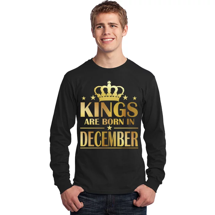 Limited Edition Kings Are Born in December Gold Print Long Sleeve Shirt