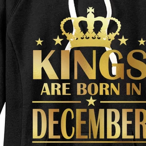 Limited Edition Kings Are Born in December Gold Print Women's Fleece Hoodie