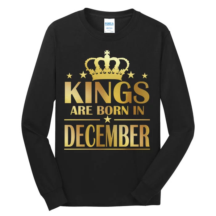 Limited Edition Kings Are Born in December Gold Print Tall Long Sleeve T-Shirt