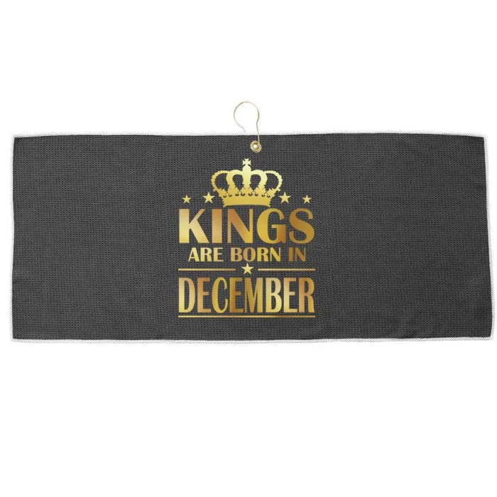 Limited Edition Kings Are Born in December Gold Print Large Microfiber Waffle Golf Towel