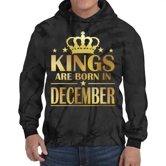 Limited Edition Kings Are Born in December Gold Print Tie Dye Hoodie