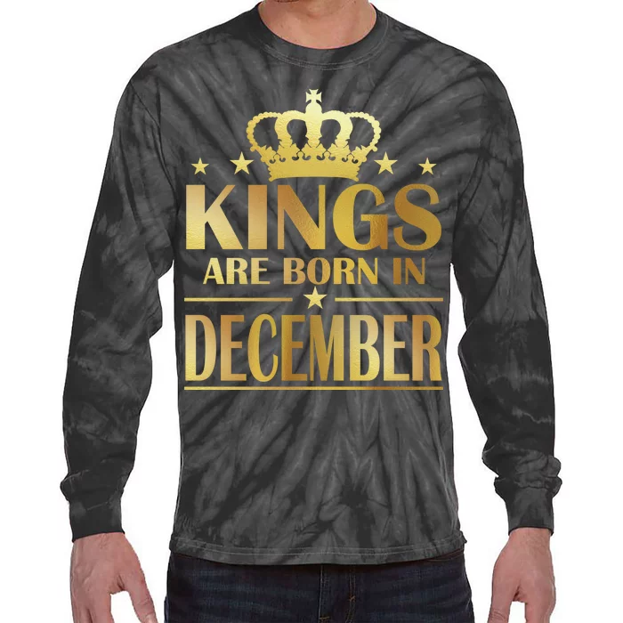 Limited Edition Kings Are Born in December Gold Print Tie-Dye Long Sleeve Shirt