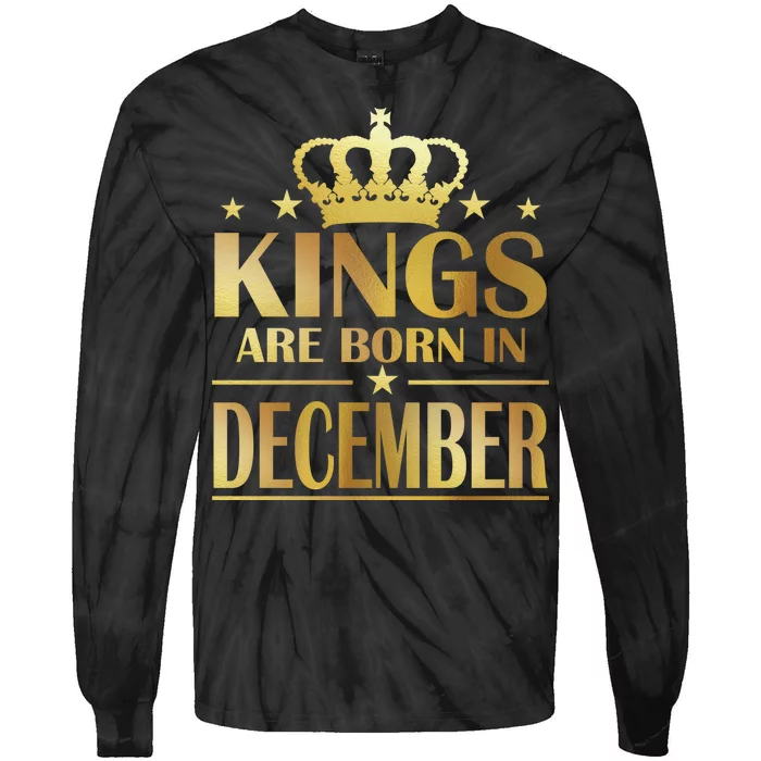 Limited Edition Kings Are Born in December Gold Print Tie-Dye Long Sleeve Shirt