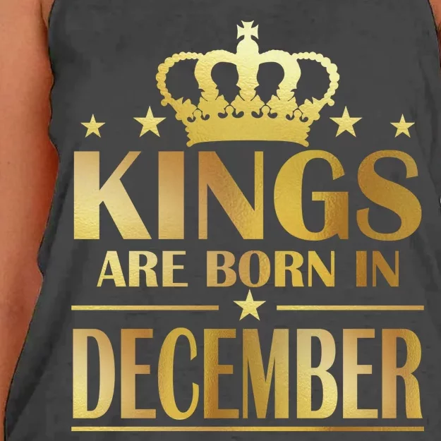 Limited Edition Kings Are Born in December Gold Print Women's Knotted Racerback Tank