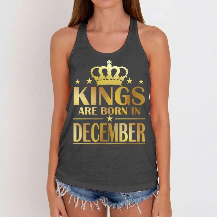 Limited Edition Kings Are Born in December Gold Print Women's Knotted Racerback Tank