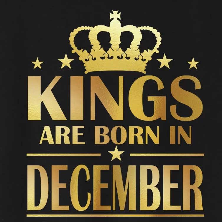 Limited Edition Kings Are Born in December Gold Print Women's Crop Top Tee