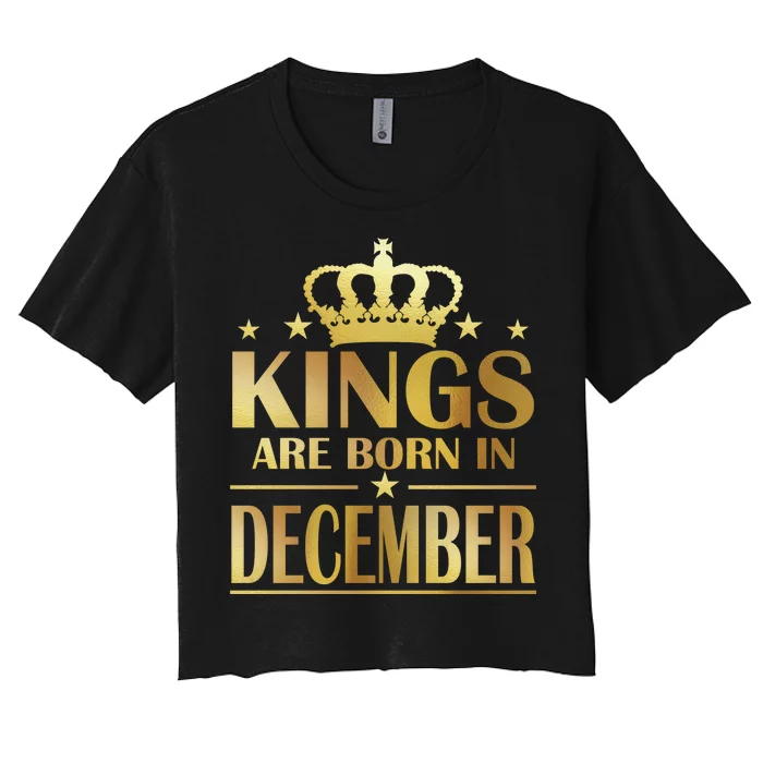 Limited Edition Kings Are Born in December Gold Print Women's Crop Top Tee