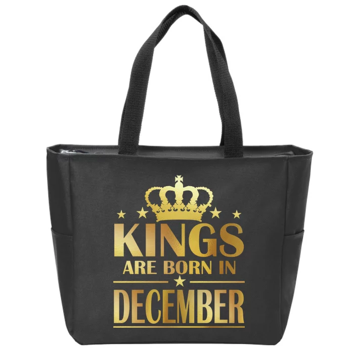 Limited Edition Kings Are Born in December Gold Print Zip Tote Bag