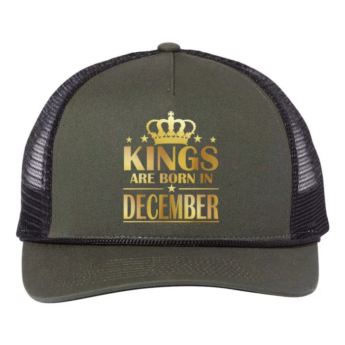 Limited Edition Kings Are Born in December Gold Print Retro Rope Trucker Hat Cap