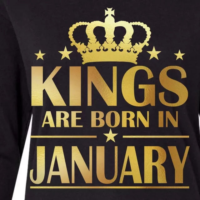 Limited Edition Kings Are Born in January Gold Print Womens Cotton Relaxed Long Sleeve T-Shirt