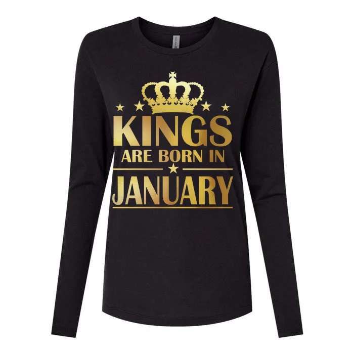 Limited Edition Kings Are Born in January Gold Print Womens Cotton Relaxed Long Sleeve T-Shirt