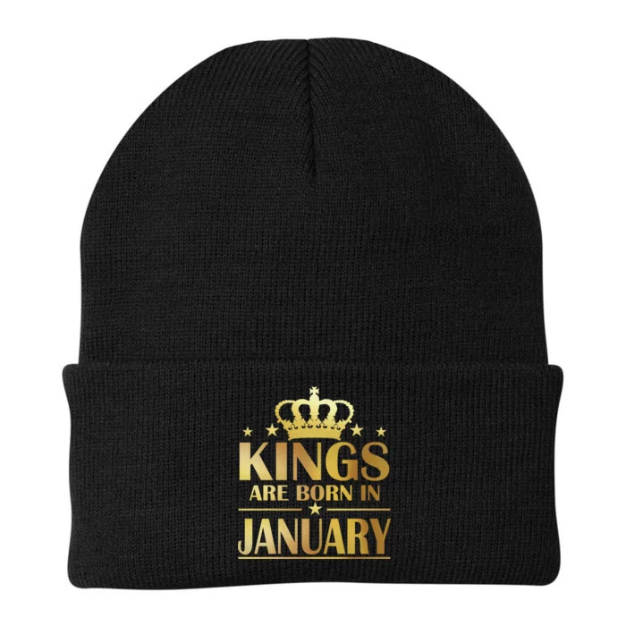 Limited Edition Kings Are Born in January Gold Print Knit Cap Winter Beanie