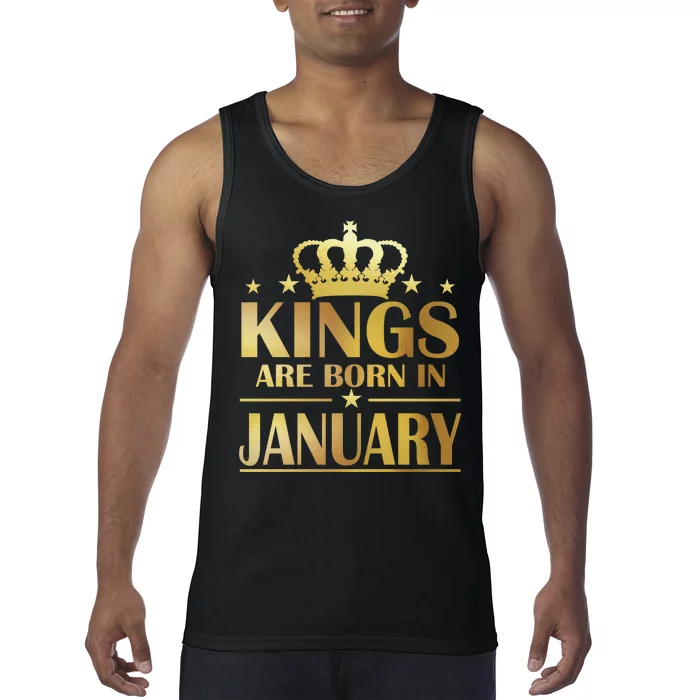 Limited Edition Kings Are Born in January Gold Print Tank Top