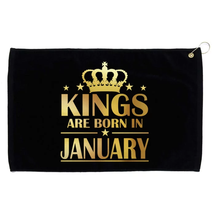 Limited Edition Kings Are Born in January Gold Print Grommeted Golf Towel