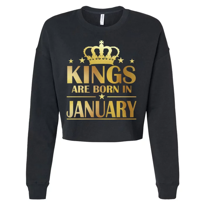 Limited Edition Kings Are Born in January Gold Print Cropped Pullover Crew