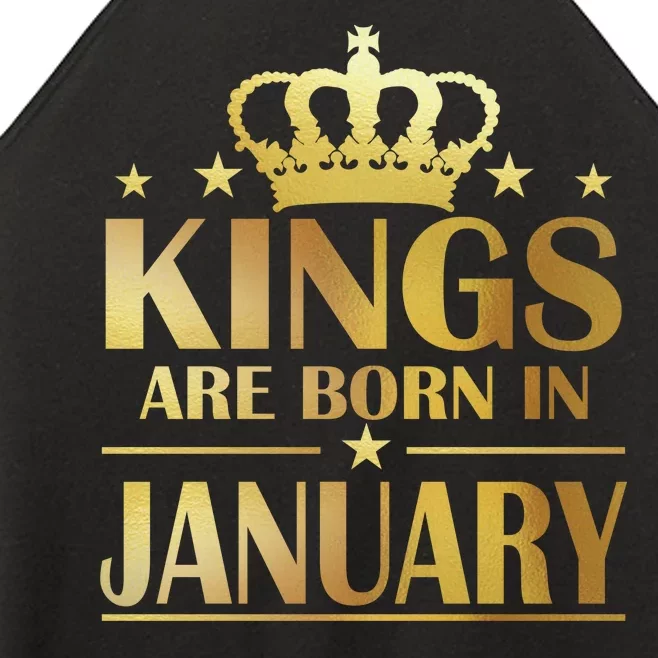 Limited Edition Kings Are Born in January Gold Print Women’s Perfect Tri Rocker Tank