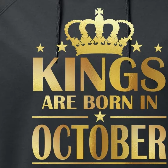 Limited Edition Kings Are Born in October Gold Print Performance Fleece Hoodie