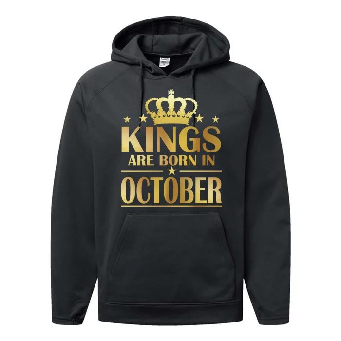 Limited Edition Kings Are Born in October Gold Print Performance Fleece Hoodie