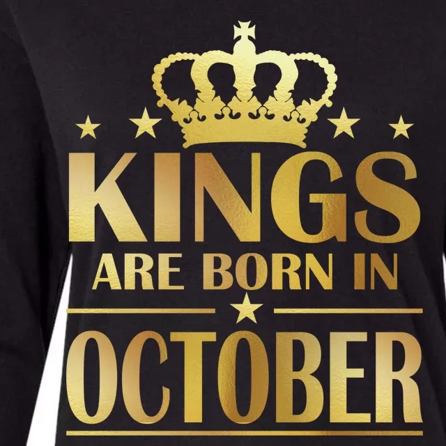 Limited Edition Kings Are Born in October Gold Print Womens Cotton Relaxed Long Sleeve T-Shirt