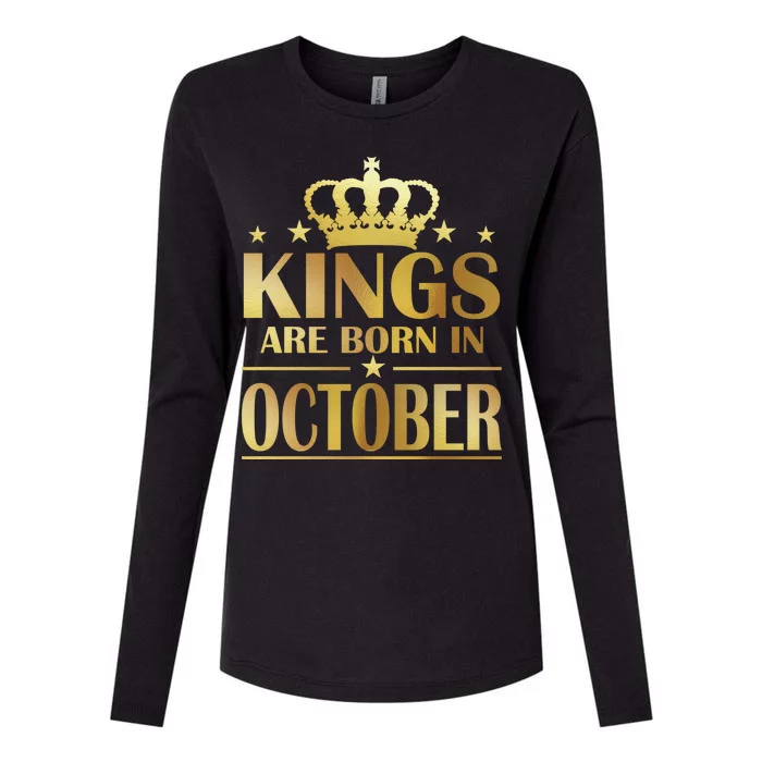 Limited Edition Kings Are Born in October Gold Print Womens Cotton Relaxed Long Sleeve T-Shirt