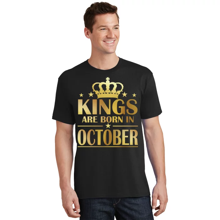 Limited Edition Kings Are Born in October Gold Print T-Shirt