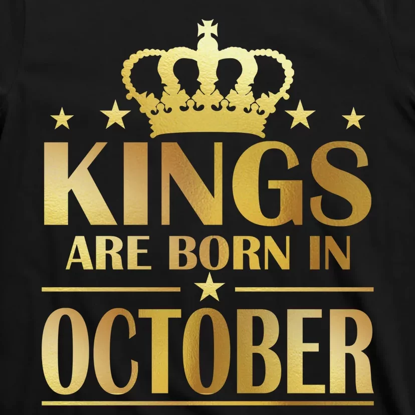 Limited Edition Kings Are Born in October Gold Print T-Shirt