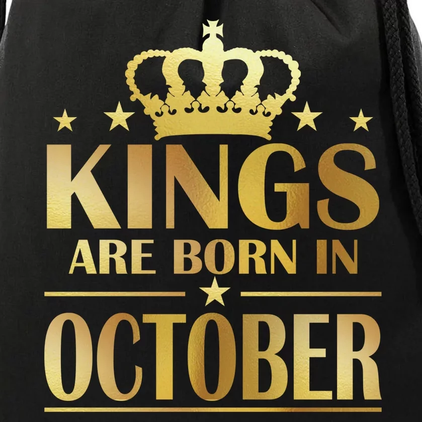 Limited Edition Kings Are Born in October Gold Print Drawstring Bag