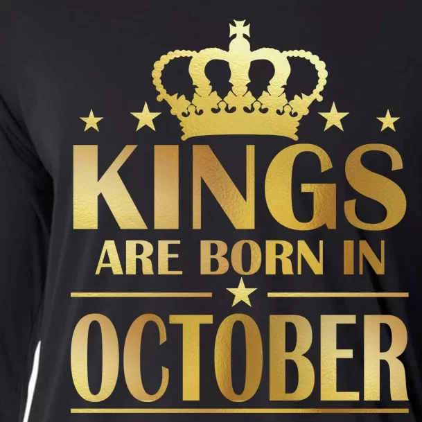 Limited Edition Kings Are Born in October Gold Print Cooling Performance Long Sleeve Crew