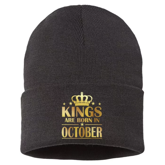 Limited Edition Kings Are Born in October Gold Print Sustainable Knit Beanie