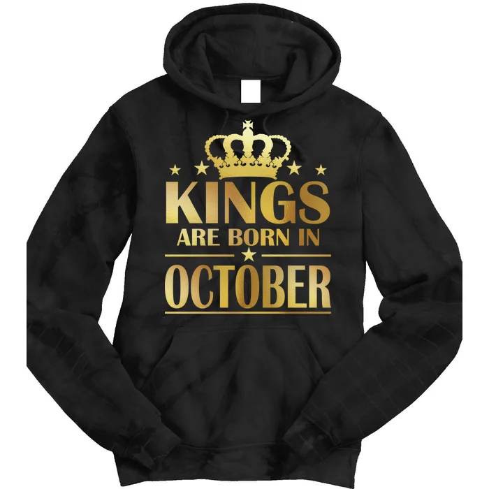 Limited Edition Kings Are Born in October Gold Print Tie Dye Hoodie