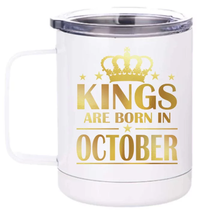 Limited Edition Kings Are Born in October Gold Print Front & Back 12oz Stainless Steel Tumbler Cup