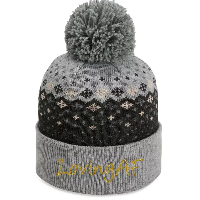 Limited Edition Loving AF Gold Font The Baniff Cuffed Pom Beanie