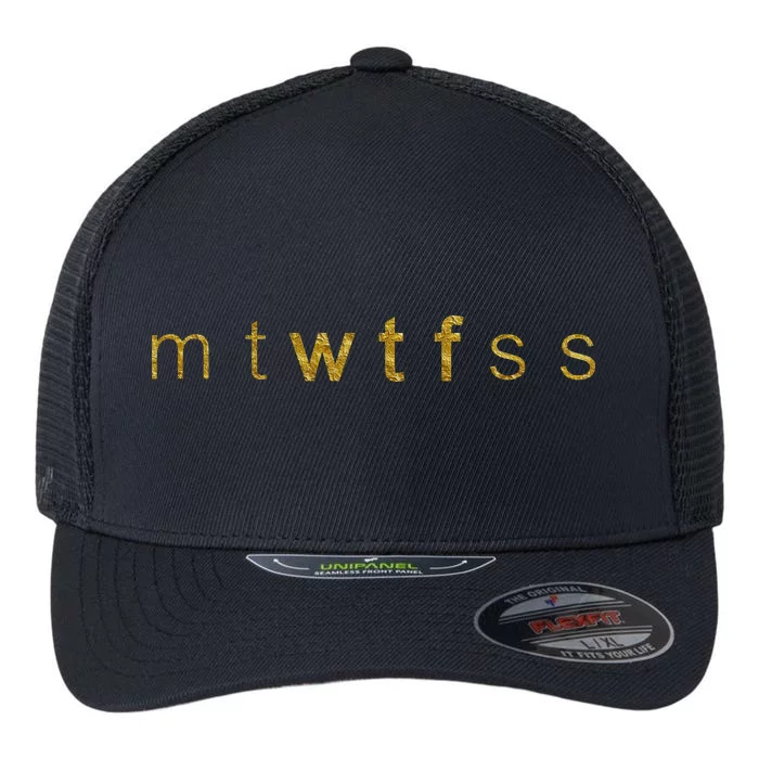 Limited Edition mtWTFss Days of the Week WTF Gold Print Flexfit Unipanel Trucker Cap