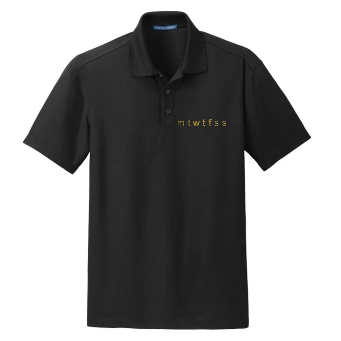 Limited Edition mtWTFss Days of the Week WTF Gold Print Dry Zone Grid Performance Polo